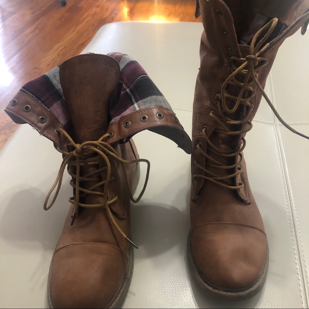 Light brown combat boots